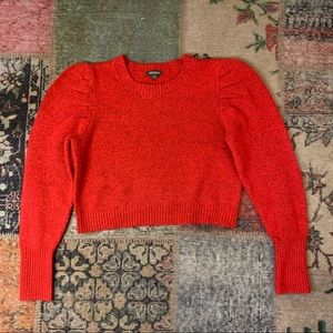 wild fable Red Crewneck Puff-Sleeve Sweater